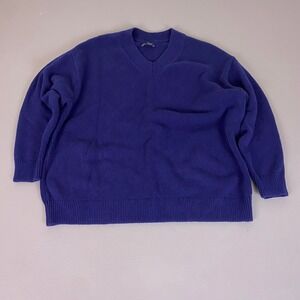 Gap Sweater Men's Large Solid Blue V-Neck Long Sleeve Knit Pullover Cotton